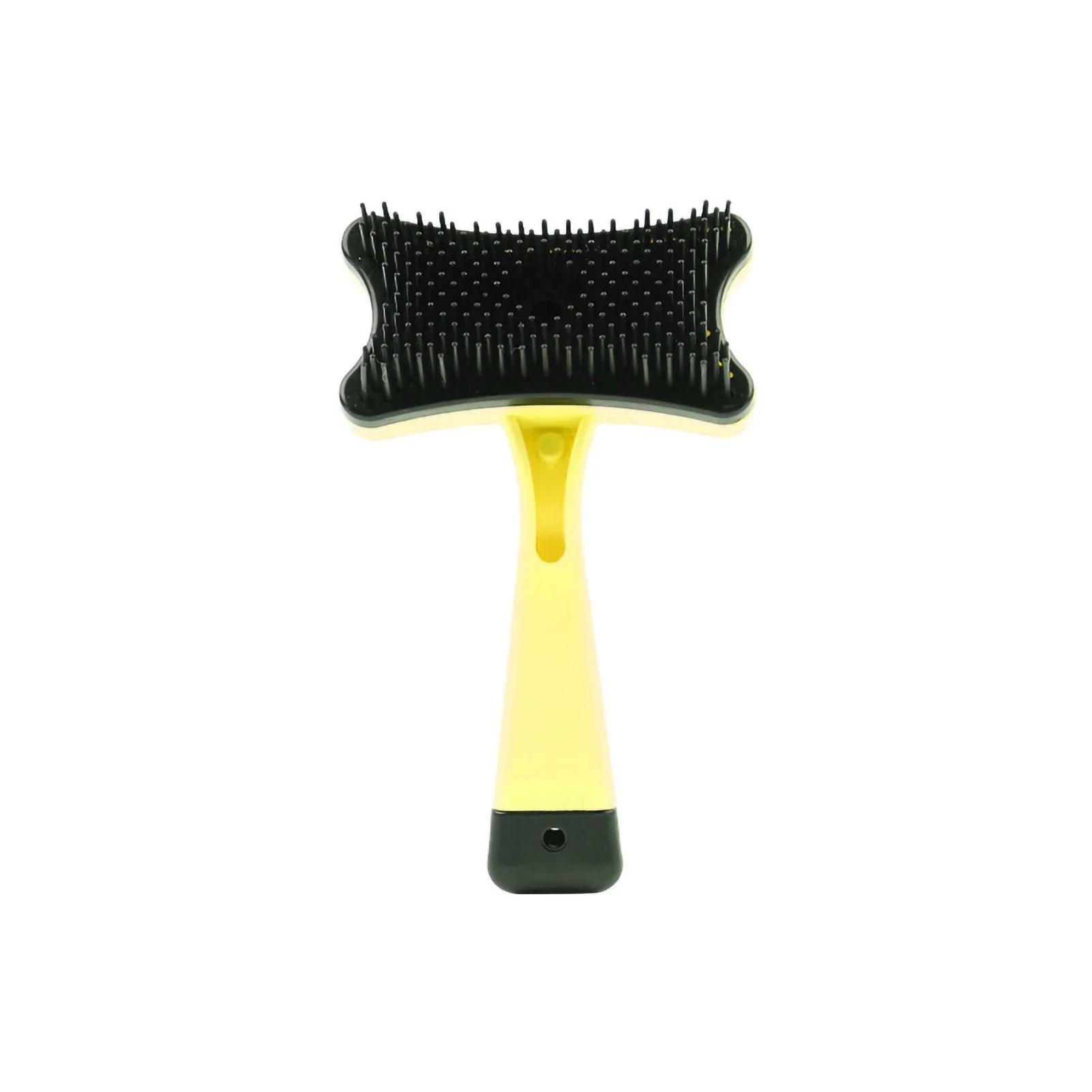 Pet Brush Self Cleaning Massage Particles Removes Loose Hair Pet Grooming Comb For Dogs Cats жёлтый
