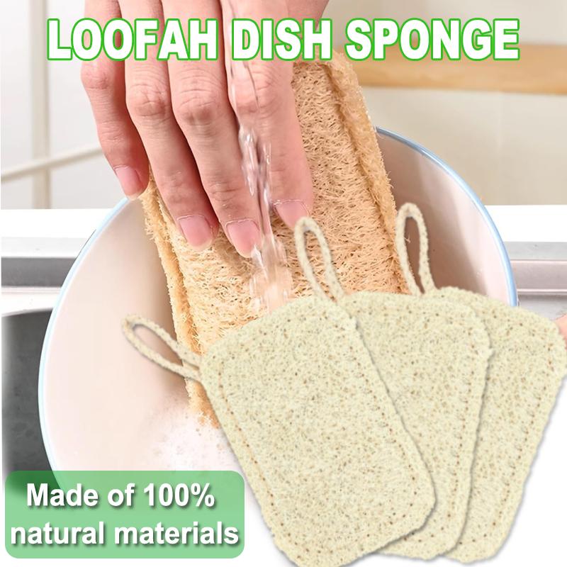 Natural Non Scratch Scrub Sponge Eco Friendly and Compostable Plant Fiber Loofah Dish Sponge Kitchen Scrubbers for Dish Biodegradable Cleaning Sponges