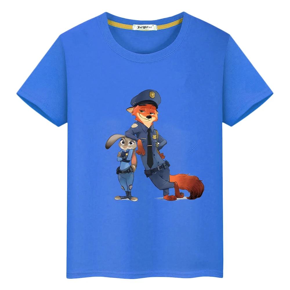Zootopia 2 Print T-Shirt für Kinder Jungen 10 Jahre 100% Baumwolle Kawaii Oberteile Anime Kurz Pride T-Shirt y2k One Piece Mädchenkleidung