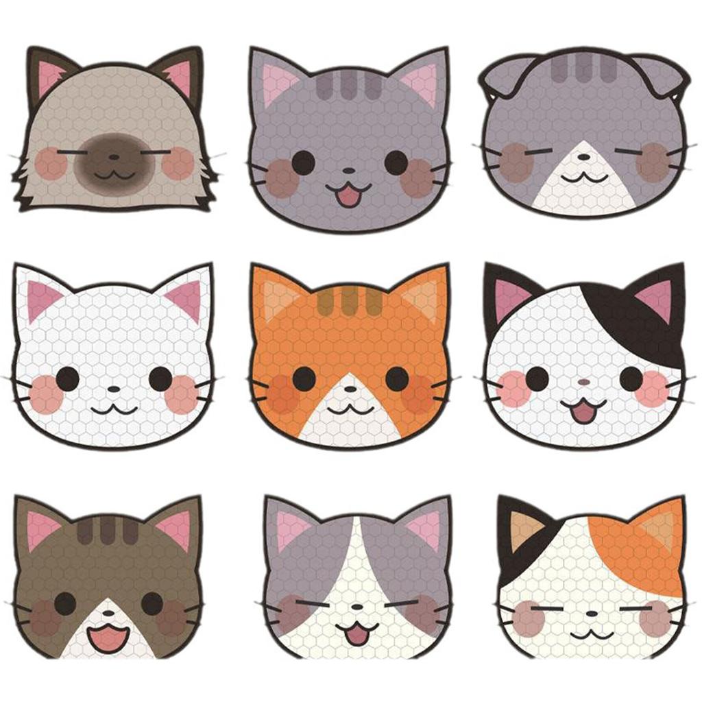 10pcs Pegatinas Reflectantes para Coche Creativo Dibujo Animado Elemento Animal Luminoso Pegatina para Coche Lindo Cabeza de Gato Decoración Pegatina Para Coche