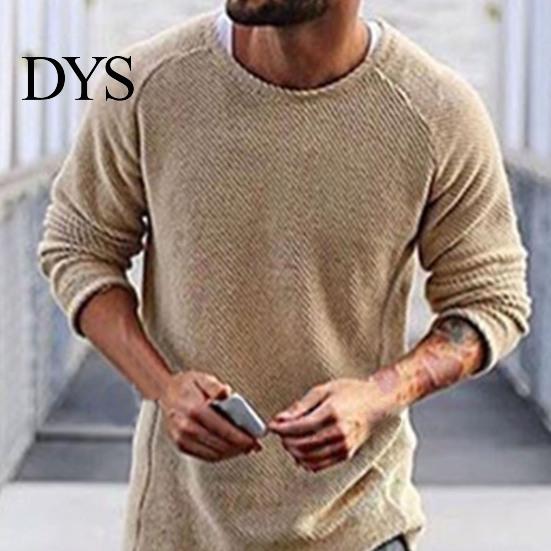 Winter Sweater Men's Solid Color Knitted Loose Pullover Thermal Men for Autumn Long