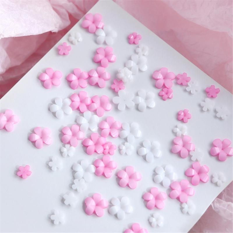 400Pcs 3D Flower Nail Charms,Resin Flower Nail Gems Nails Art Rhinestones Flower Nail Supplies for Women Girls Gifts