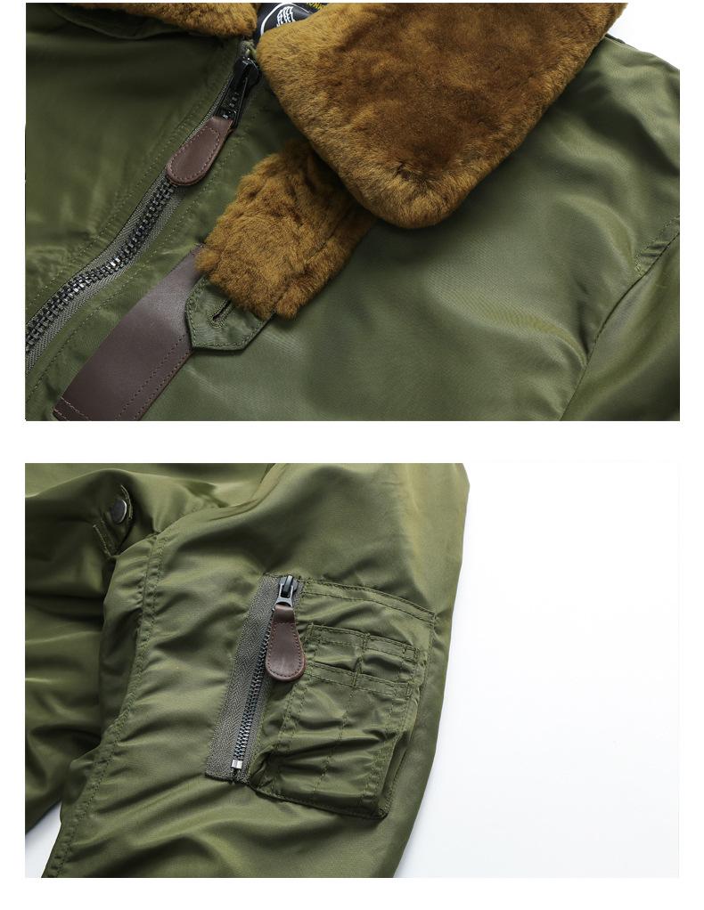 Shenwu Amei Herren Khaki B-15 Fliegerjacke Retro Baumwollparka Wintermantel