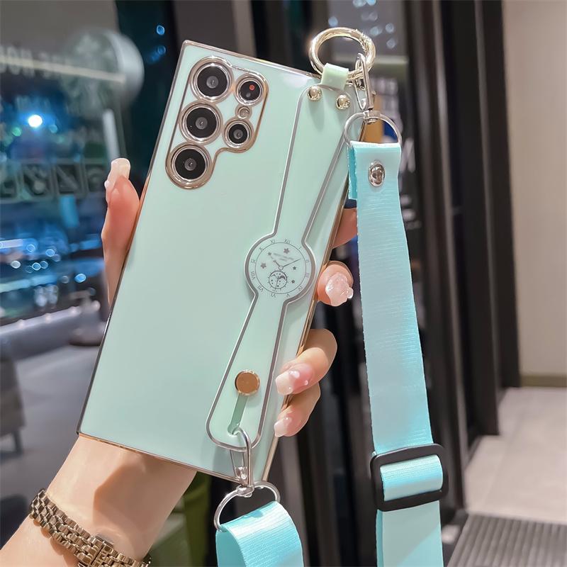 Plätering Klocka Armband Telefonhållare Crossbody Fodral För iphone 14 13 12 11 Pro max/Samsung S22 S21 S23 Ultra A13 A23 A33 A53 A12 A22 A32 A52 A14 A54