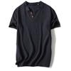 Premium Quality Men Brief T-shirt Summer V-neck Cotton Linen Blouse Top Tee Shirt Plus Size