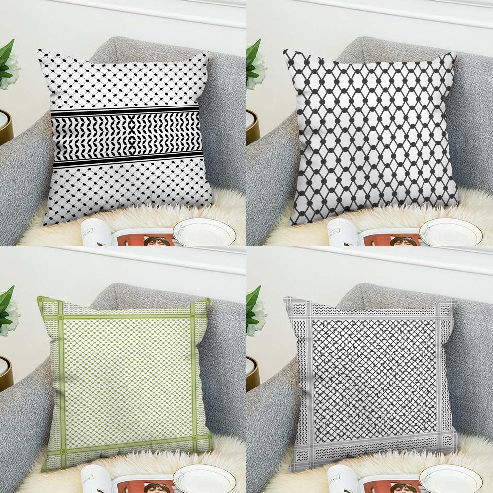 Arabic Keffiyeh Pillow Case For Car Sofa Decorative Home Doublesided Print Plush Square Throw Pillow Cushion Cover