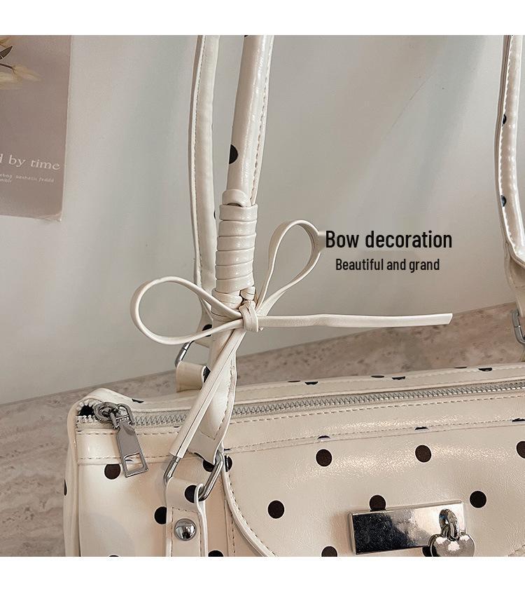 2026 Spring Korean Style Polka Dot Women's Underarm Handbag - Fashionable Single Shoulder Pillow Bag