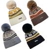 Windproof Knitted Beanie Cap Pom Pom Decoration Casual Beanie Winter Warm Hat  for Unisex