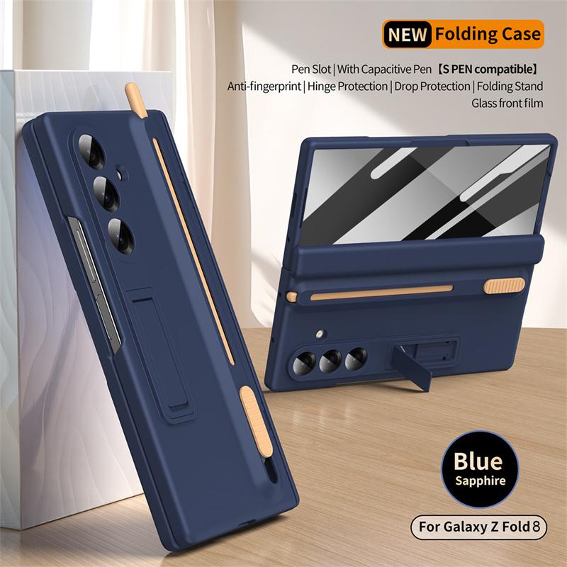 For Samsung Galaxy Z Fold 8 Ultra 8 7 6 5 4 3 with Touch Pen & Telescopic Slot Case Full Hinge Screen Protect Film Bracket Cove
