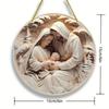 15CM Acrylic Round Jesus Christmas Hanging Ornament Flat Visual Design Creative Home Decoration Wall Door Pendant Holiday Decor