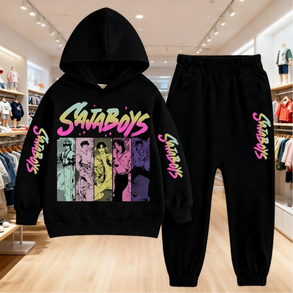 KPop Dämonenjäger 2D Druck Kleidung Kinder Hoodie 2-teiliges Set Hosenanzug Kinder Jungen Trainingsanzug Mädchen Kleidung Sport Trainingsanzüge