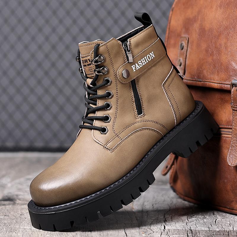 Martin boots men's autumn and winter new velvet warm high-top casual thick-soled tooling trend versatile cotton boots men