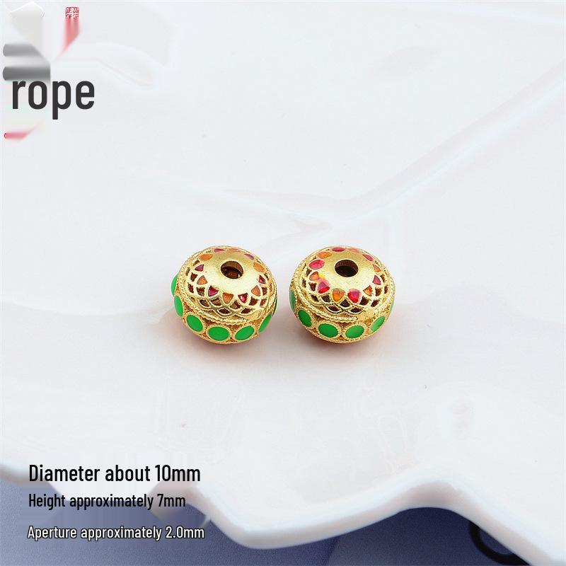 Ancient Gold Enamel Hollow Beads for DIY Bracelets & Necklaces