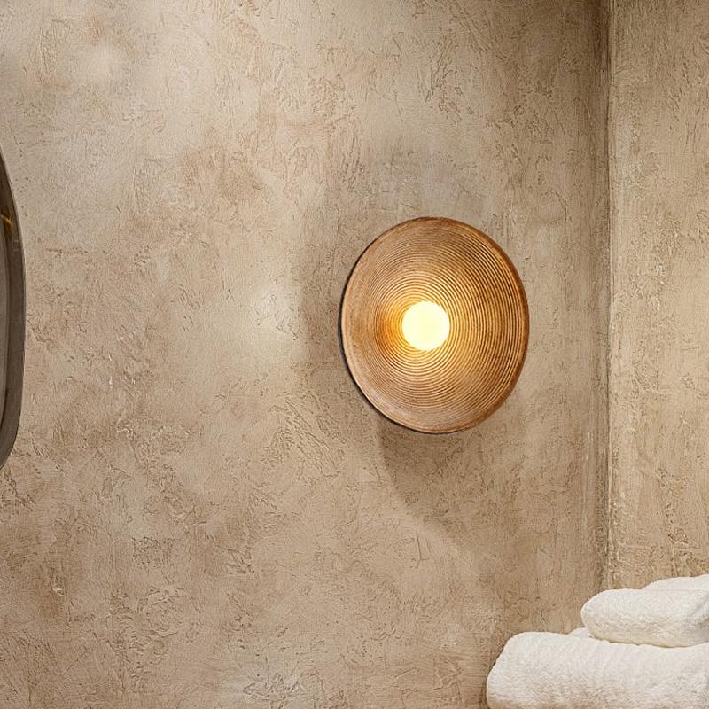 Retro Restaurant Background Wall, Homestay Zen Tea Room Circular Bedside Wall Lamp
