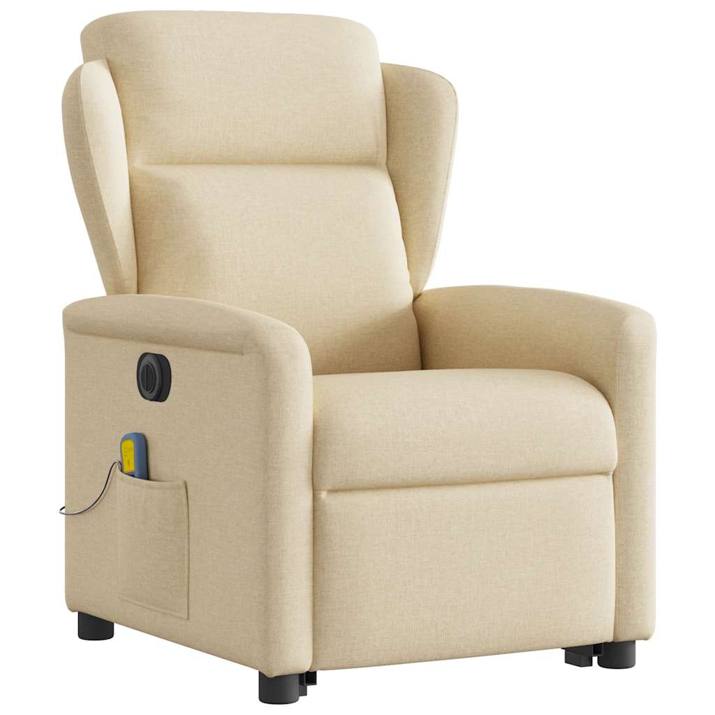 Electric Massage Recliner with Rising Function Cream Fabric