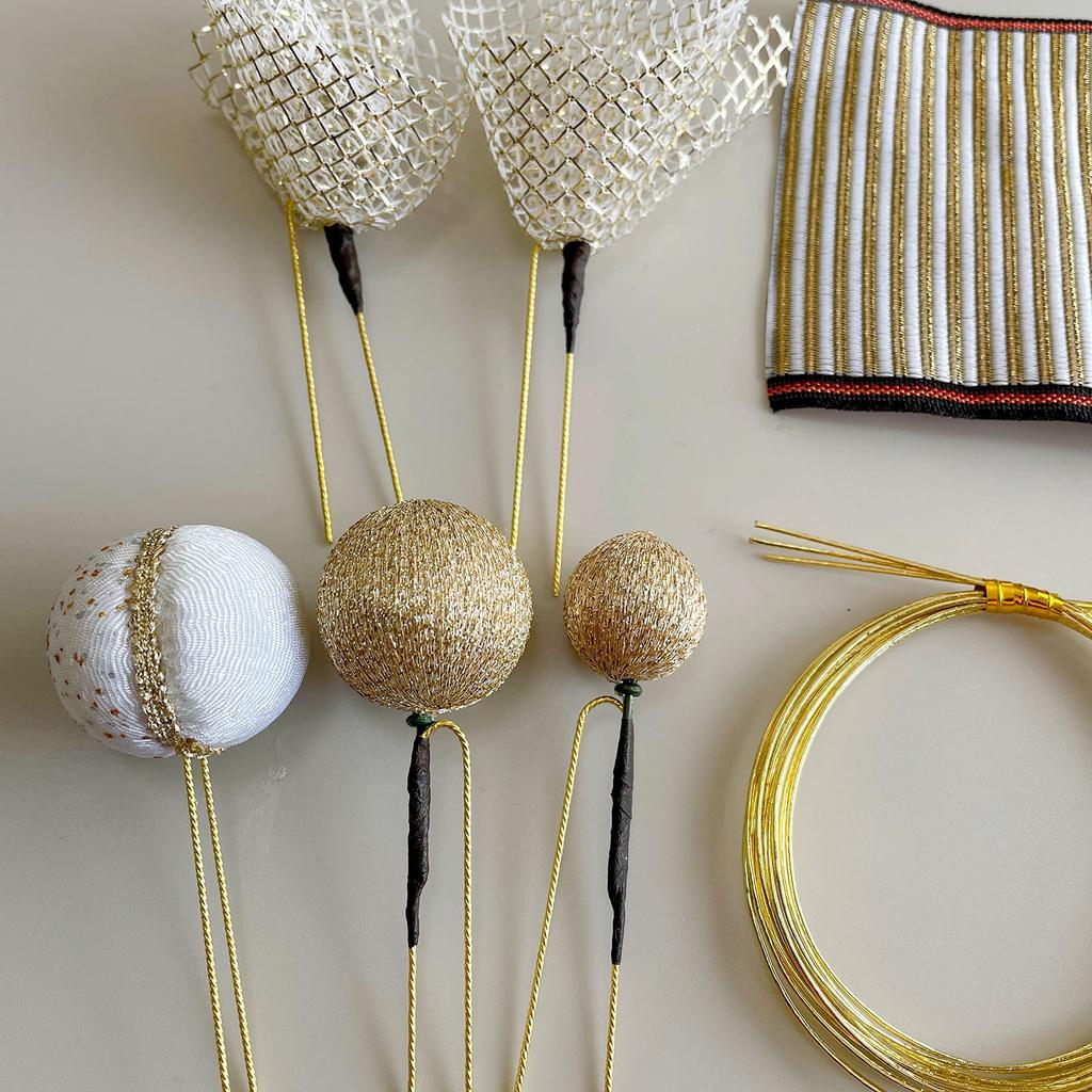 Haarschmuck im japanischen Stil, Weißgoldkugel, Gold, Abschluss-Kimono, Kanzashi, Mizuhiki, Zopf, Blatt, Netz, Zeremonie zum Erwachsenwerden, Zeremonie, Hochzeit,