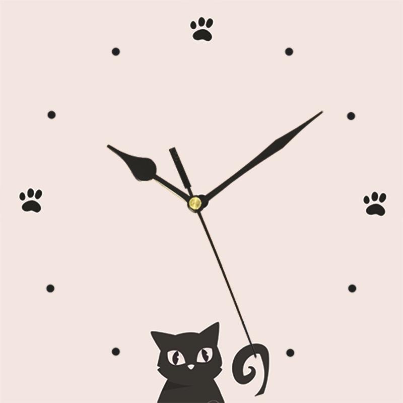 24cm Creative Nordic Clock Wall Clock Mute Does Not Tick Cat Decorated Clock for Living Room Bedroom Study Outdoor Decoration