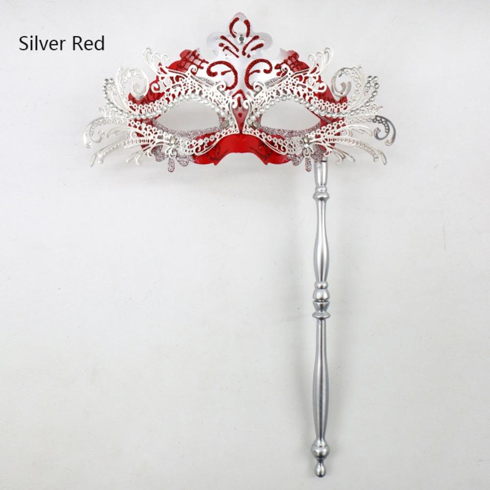 Phoenix Tail Flower Masquerade Mask Venetian with Holding Stick Costume Mask Detachable Women Party Masks Halloween