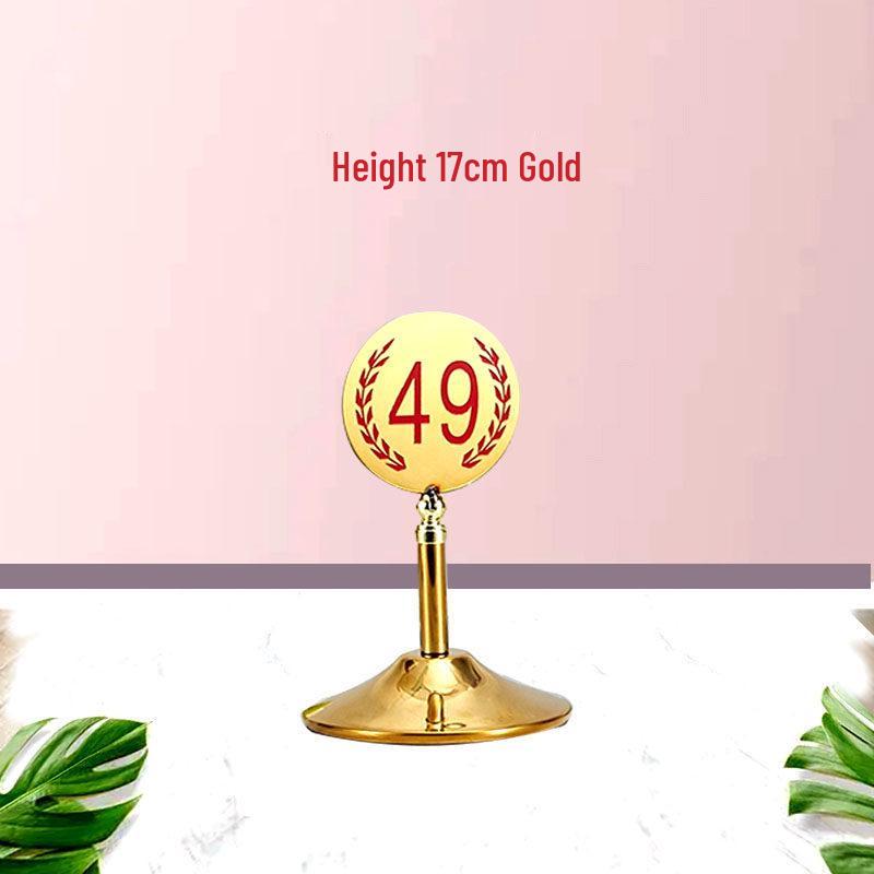 Gold-Plated Stainless Steel Double-Sided Table Number Plate for Restaurants