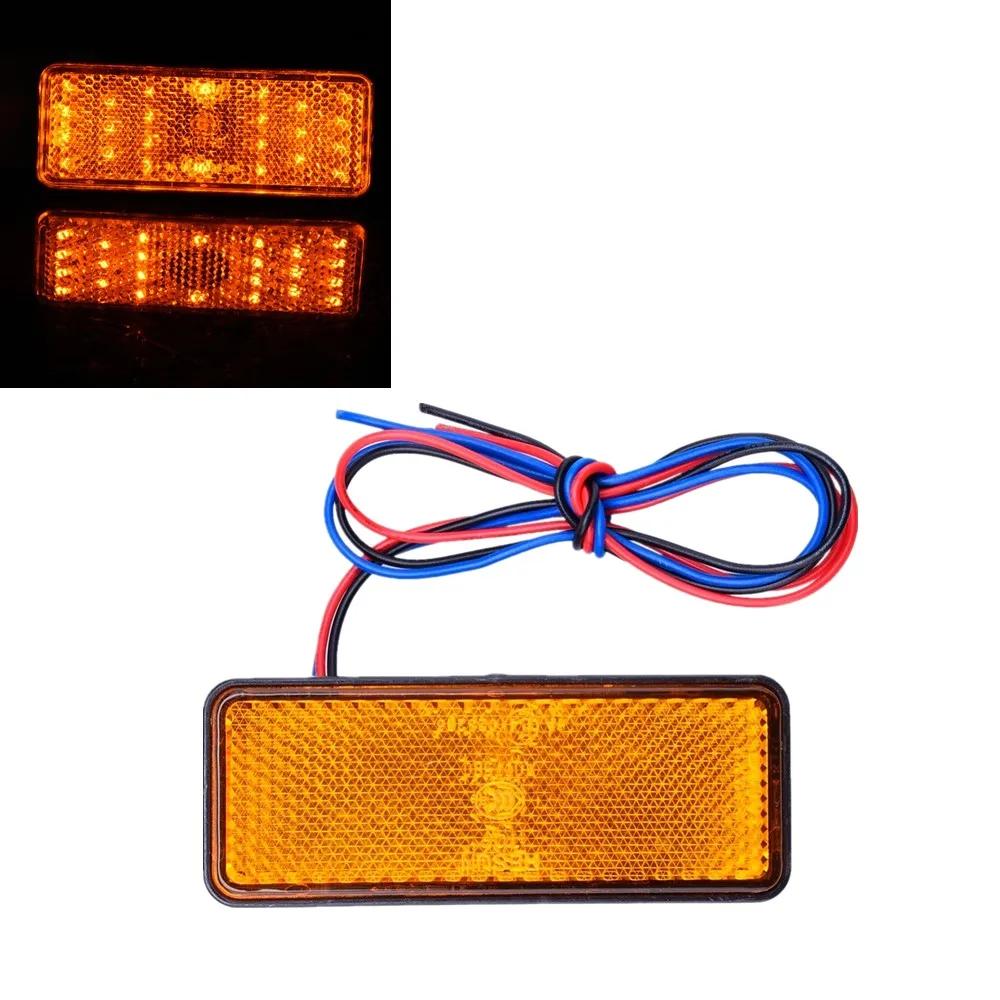 12V Car Motorcycle Truck LED Reflectors Round Tail Lights 24LED Warning Side Marker Light Rear Tail Brake Stop Turn Singal Light