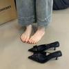 French Temperament Socialite Black High Heels Women's Shoes 2025 New Design Pointed Head Shallow Mouth Thin Heel Empty Sandals