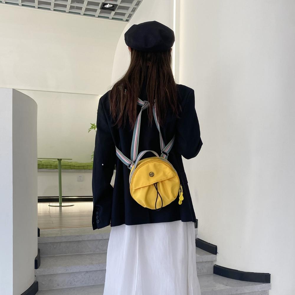 Casual Mobile Phone Storage Bag Nylon Round Crossbody Bag Simple Small Round Backpack Outdoor