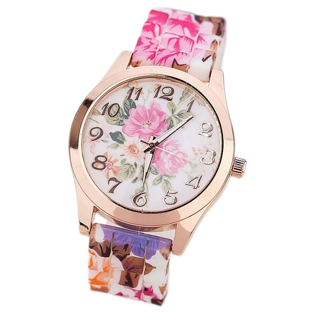 Women's Printed Watch,Fashionable-Quartz Ladies Floral Dial Wristwatch,Fashion Quartz-Analog Watch Thin Band Watches