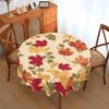 One Thanksgiving-themed Circular Tablecloth - 60-inch Circular Pattern Featuring Pumpkin and Autumn Leaf Elementszyc