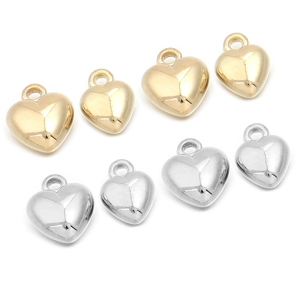 100pcs/lot Gold Color Heart Charms CCB Plastic Charm Beads For Jewelry Making DIY Bracelet Earring Necklace Pendant Accessories