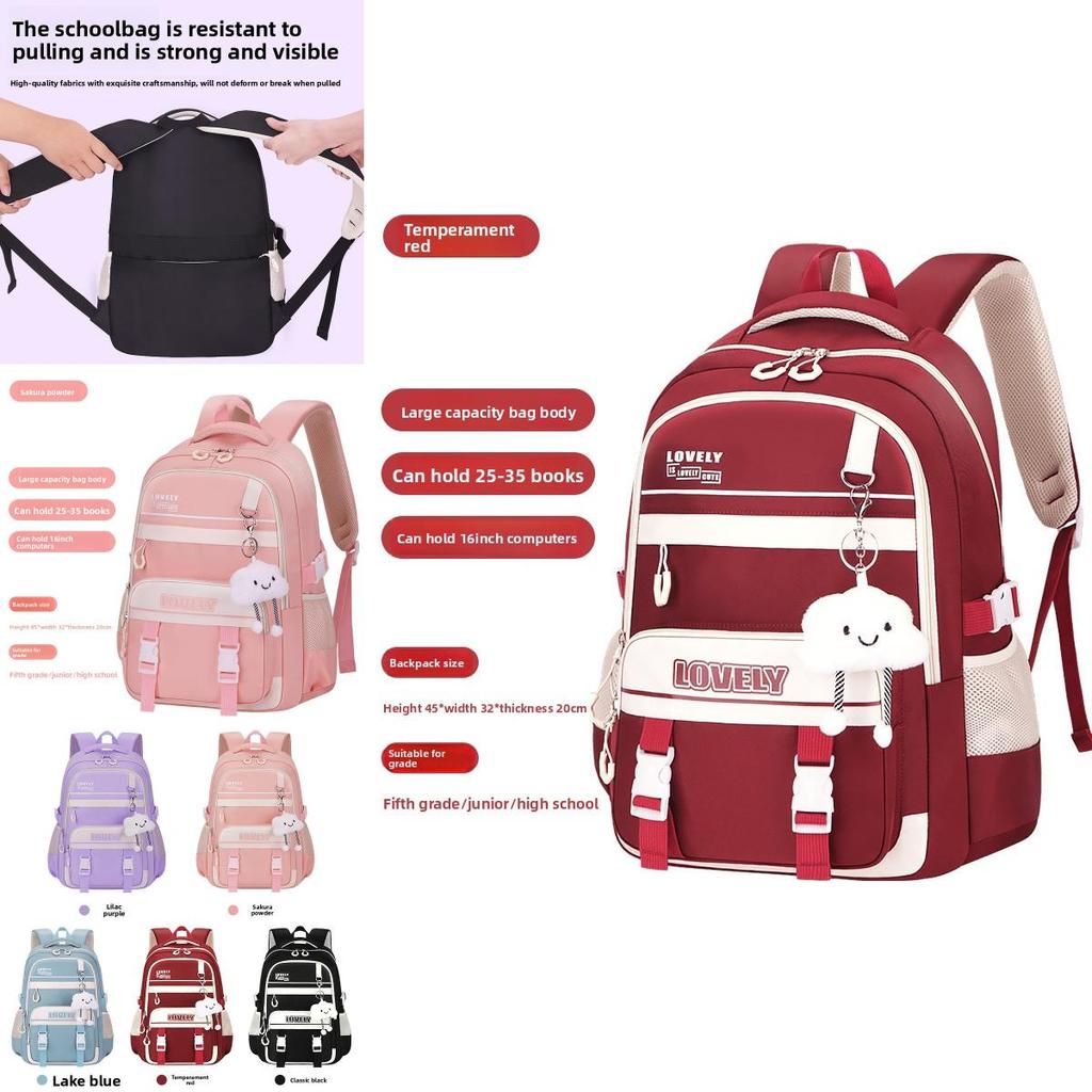 Girls School Backpack With Breathable Waterproof Polyester For Middle School Students