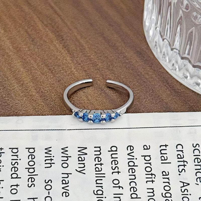 Super Fairy Light Luxury High-End Purple Zircon Row Diamond Flower Opening Ring Niche Full Of Diamonds Sweet And Cool Personality Ring Woman