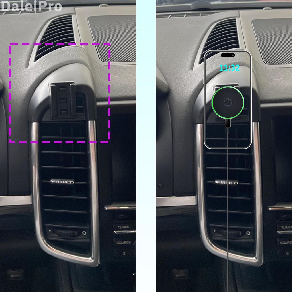 AABKS1 Designed for Porsche Cayenne 2010-2014 2015 Phone Holder Car Magnetic Mount Smart Sensing Wireless Charging One-Touch Release Qi