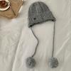 Windproof Y2k Knitted Cap Thick Beanie Hats Japanese Pom-pom Knit Cap  Outdoor