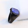 Minimalist Vintage Geometric 22MM Square Lapis Lazuli Inlaid 304 Stainless Steel Ring Unisex