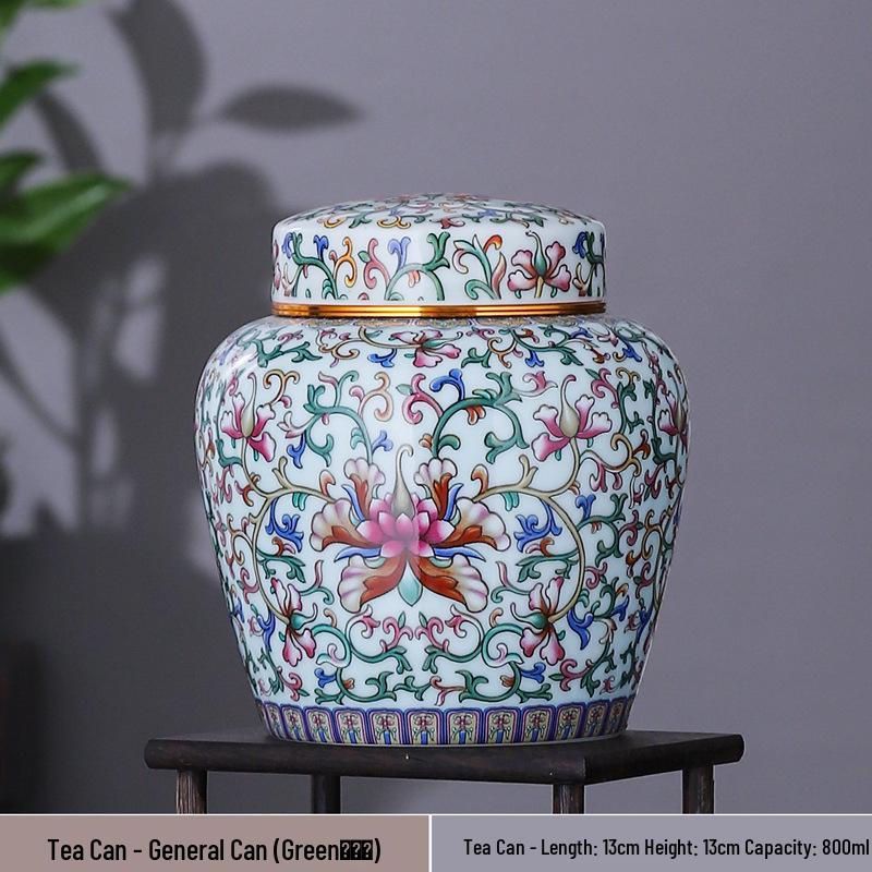 Large Ceramic Tea Storage Canister for Red, Green, Longjing, Biluochun, and Pu'er Tea - Half Jin Capacity