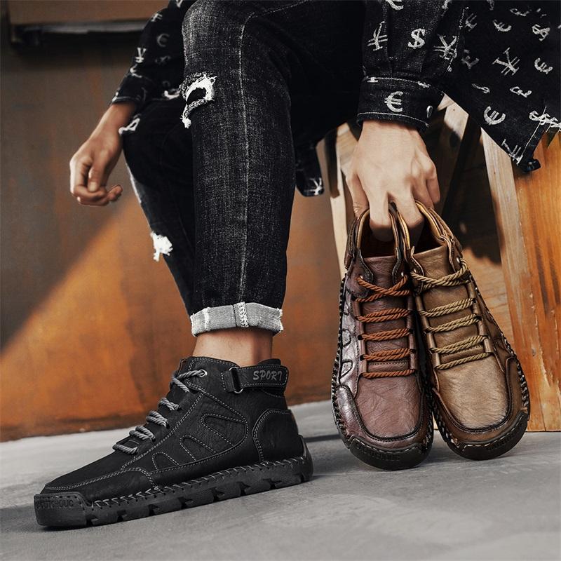 Mens Handmade Boots Pattern Leather Comfy Soft Sock Ankle Boots Autumn /Winter Men Boots Men Winter Boots