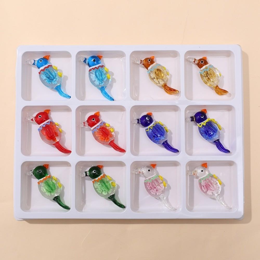 Bird Shape Lampwork Glass Pendant Handmade Bird Flower Pendant  Fit Necklace Jewelry Gifts