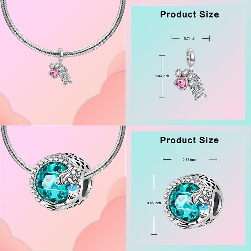 Copper Mermaid Dolphin Carp Octopus Charms Fit Original Bracelet Charm Bead Necklace Diy Female Jewelry High Quality
