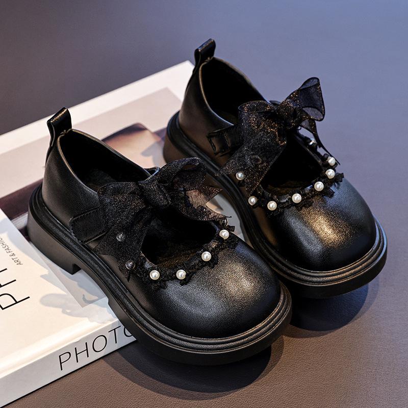 Chic Girls' White Princess Dress Shoes, 2025 Autumn Collection, Soft Sole Leather, Casual Elegance