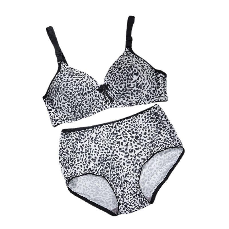 Underwear leopard print large size thin without steel rim bra small breasts gather sexy collection breasts female upper support adjustment bra