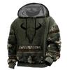 Herren Vintage Ethno-Stil Geometrischer 3D-Druck Kapuzenpullover Cowboyhut Kapuze Langarm Sweatshirt Übergroße Herren-Kapuzenpullover