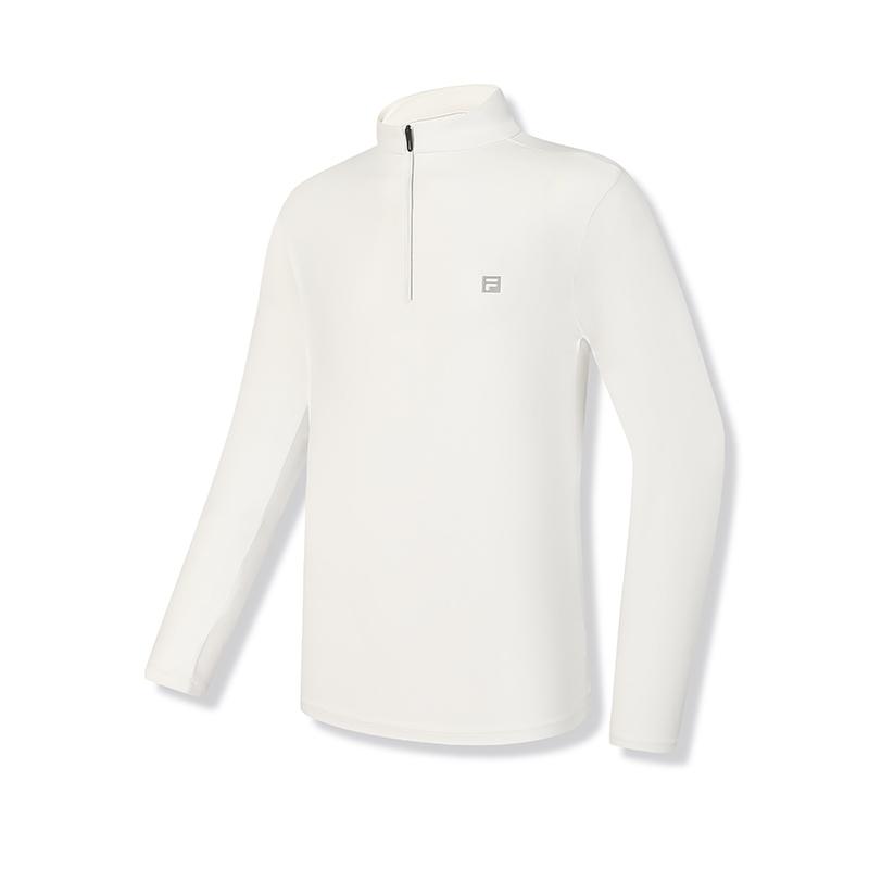 Fila Fitness Series Casual Stand Collar Half-Zip Long Sleeve T-Shirt Men Tops Starlight-White A11M511207FWT