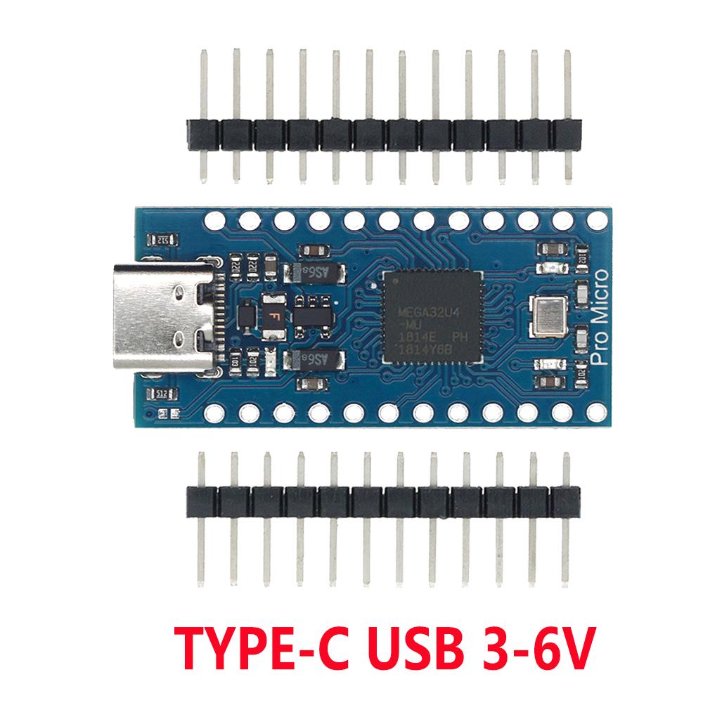 

Pro Micro ATMEGA32U4 5V/16MHZ module With the bootloader for arduino MINI USB/Micro USB/TYPE-C with 2 row pin header for arduino