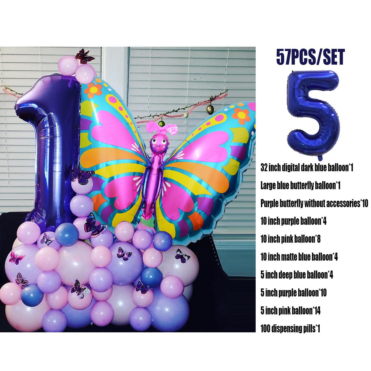 

Фиолетовая бабочка, 32 дюйма, набор воздушных шаров с цифрами, большой красочный воздушный шар из фольги с бабочкой, детский душ, день рождения, вечеринка, Рождественский декор Number 5