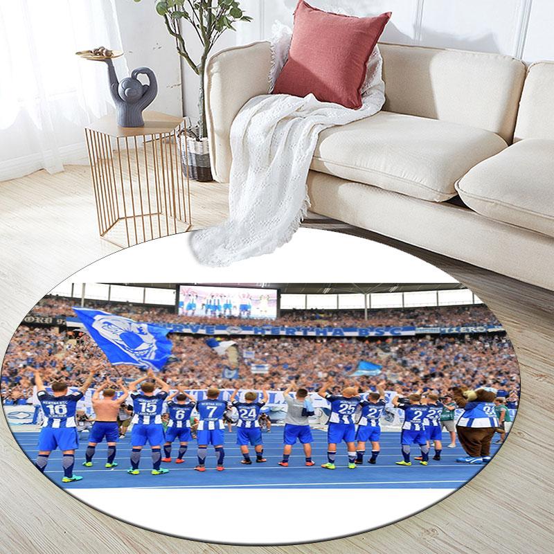 Hertha Berlin pattern round rug,Carpet Rug for Living Room Bedroom Playroom ,Non-slip Floor Mat,Holiday Gifts and Birthday Gifts.