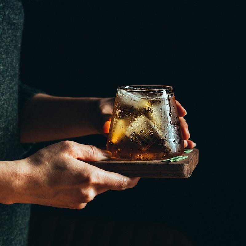 Japanese Glass Net Red Whiskey Beer Glass Home Breakfast Milk Juice CupWhisky Crystal Wine Glass Ins Cognac Brandy  Drinkware