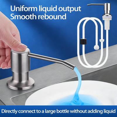 Dispensador de jabón para fregadero de cocina de acero inoxidable con tubo de extensión