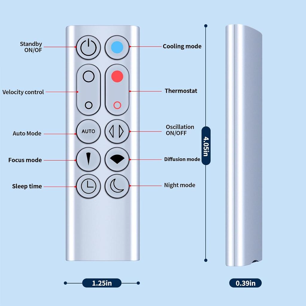 New Replacement HP02 HP03 Remote Control for Dyson HP02 HP03 Pure +Cool Link Air Purifier Tower Fan (Color: Silver)