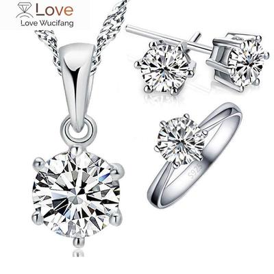 Set di Gioielli da Sposa per Donna Accessorio Collana di Cristallo Zircone Cubico Anelli Set di Orecchini a Lobo Regalo