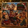 Seasonal DIY Art Supplies Xmas Faux Pearl Kit, Santa Claus Reindeer Painting Calming Hands On Hobbies Sparkling 3D Festive Wall Craft Kit for Adults,